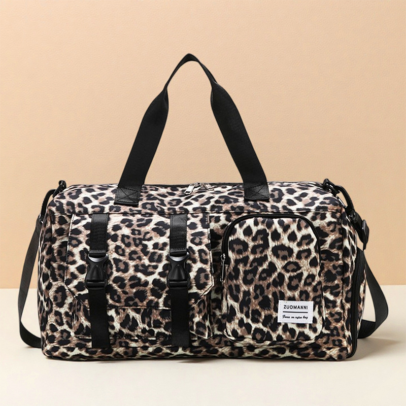 Sports Equipment Storage - Fashionable Leopard Print Sports Gym Bag