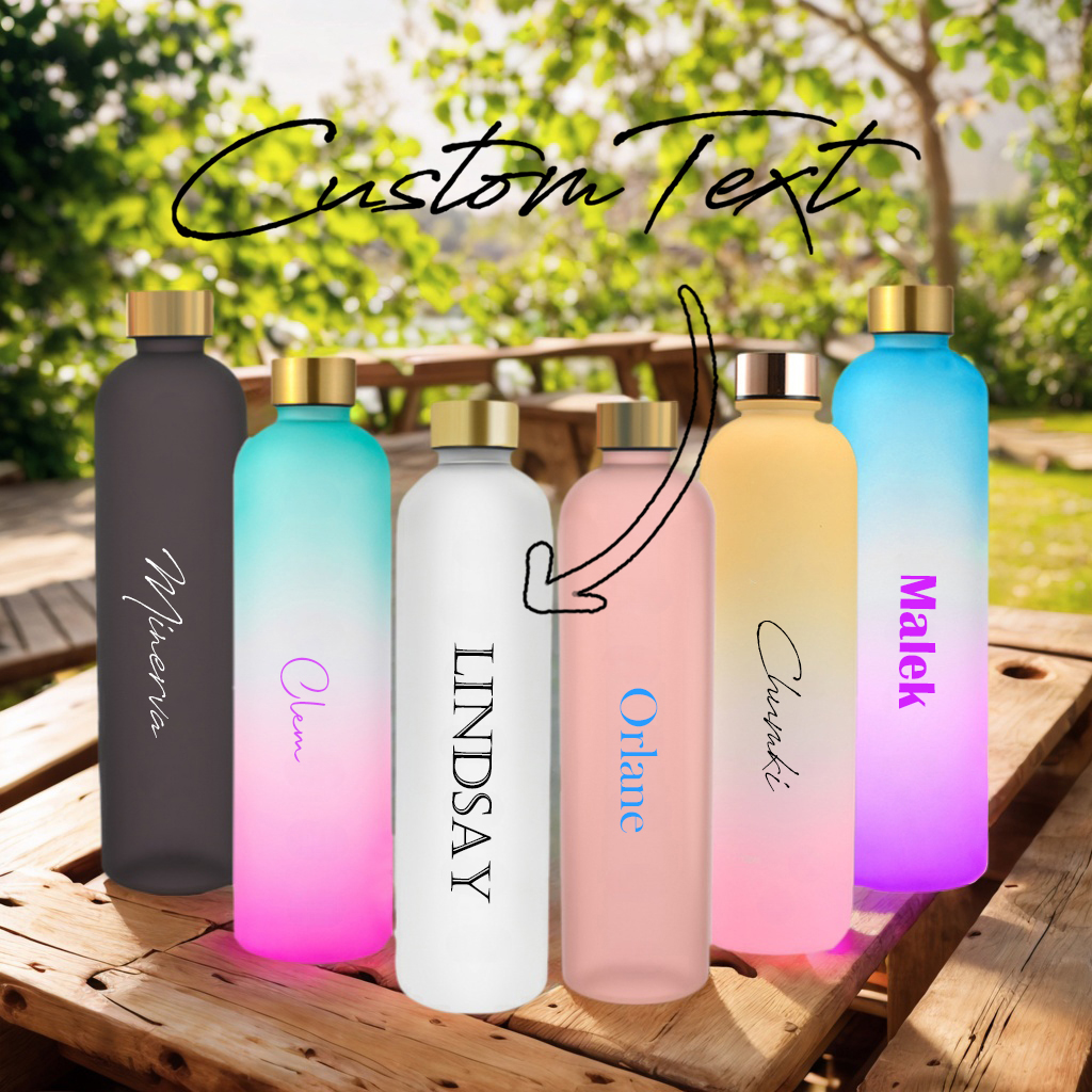 Sports Equipment With Names - Custom Name Gradient Water Bottle Matte