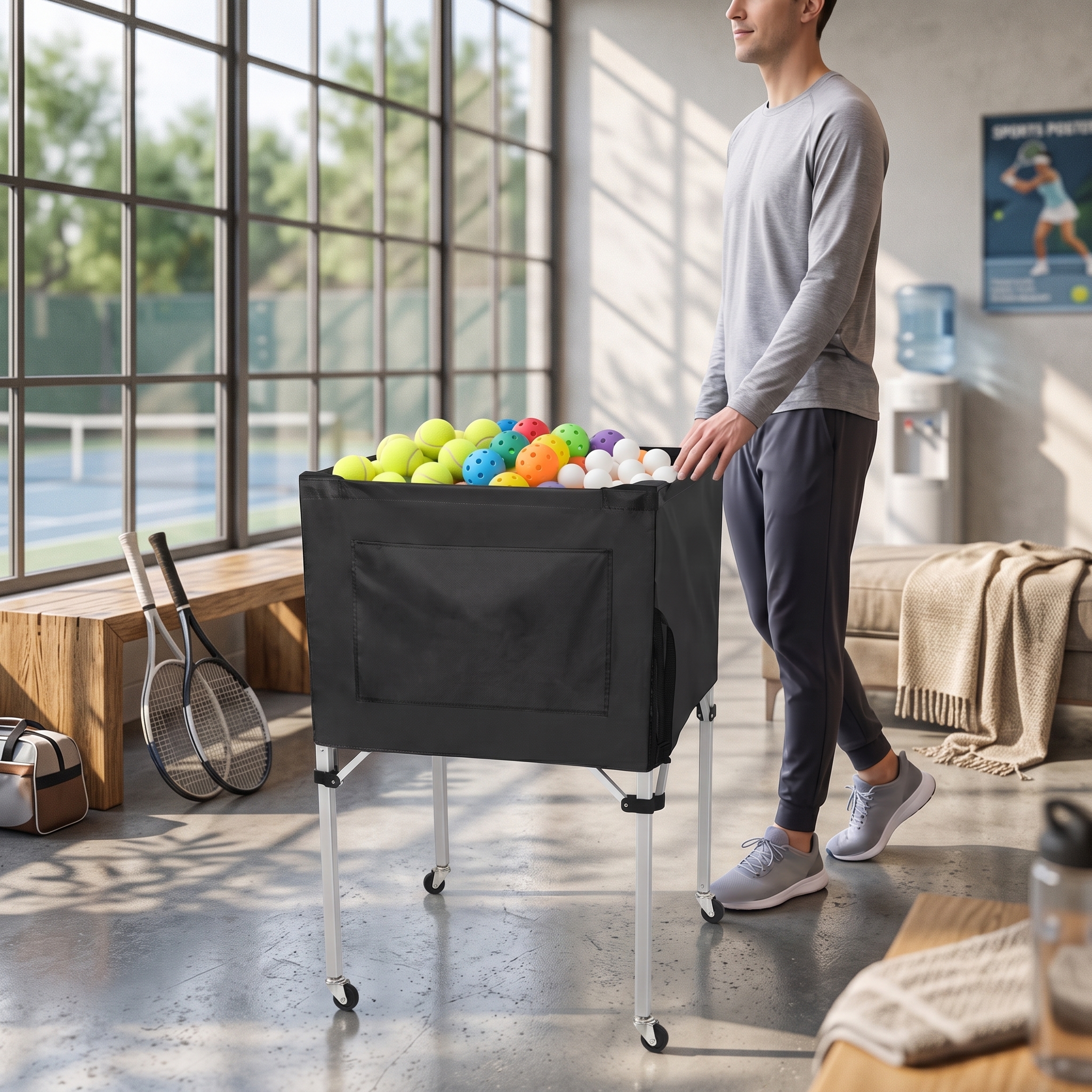 Sports Equipment Storage - Ball Storage Cart Foldable Folding Ball