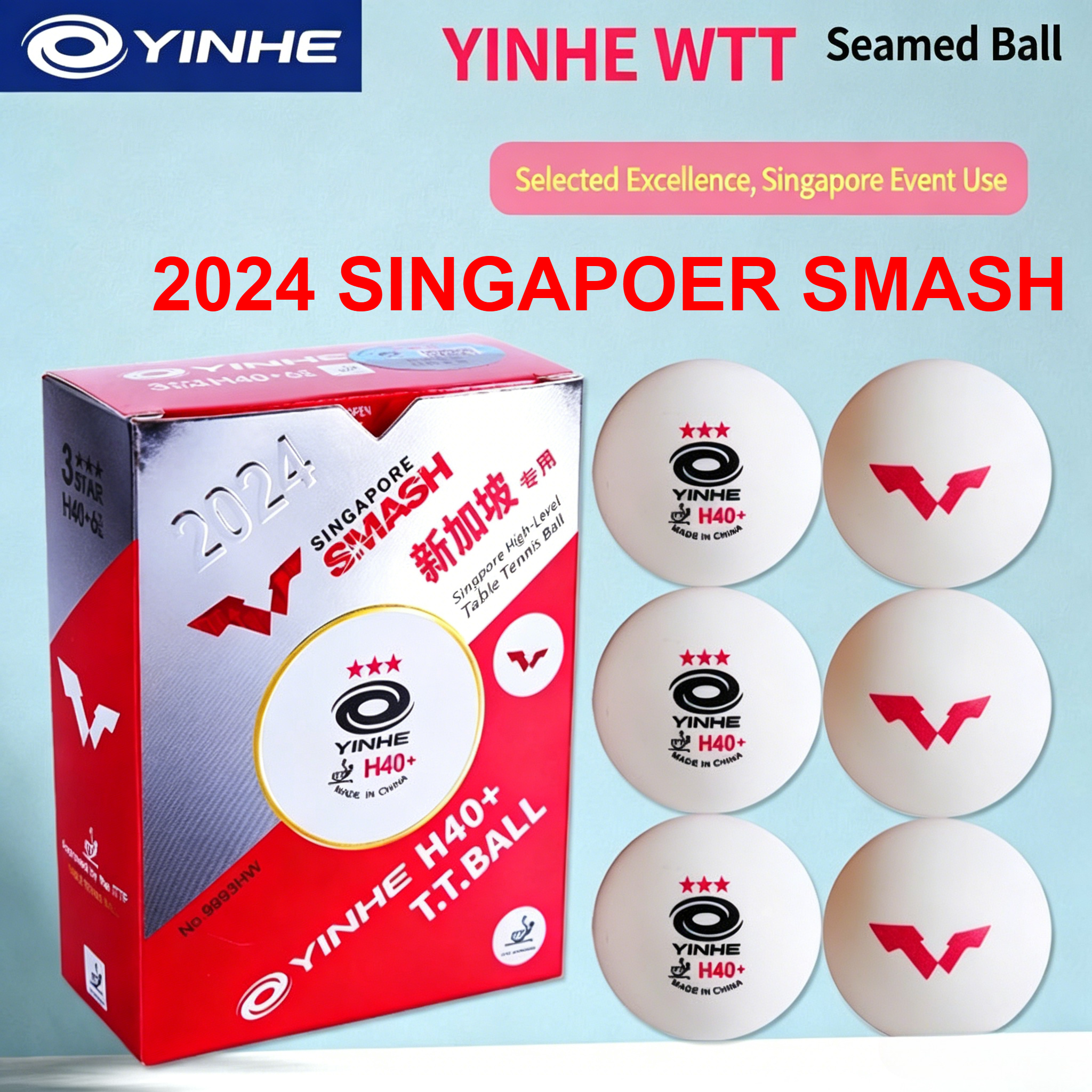 Ping Pong Ball Set - YINHE WTT H40+ Seamed Table Tennis