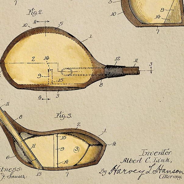 Vintage Golf Patent Art Prints – Sports Equipment Drawing Bewertung und Preis