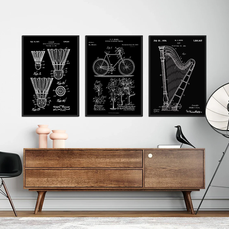 Patent Black And White poster  – Sports Equipment Drawing Bewertung und Preis