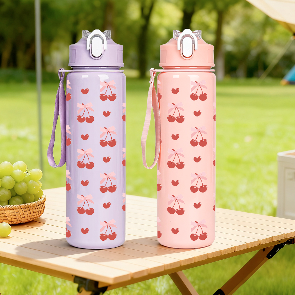 Cute Cherry Print Plastic Wate – Sports Equipment Types Bewertung und Preis