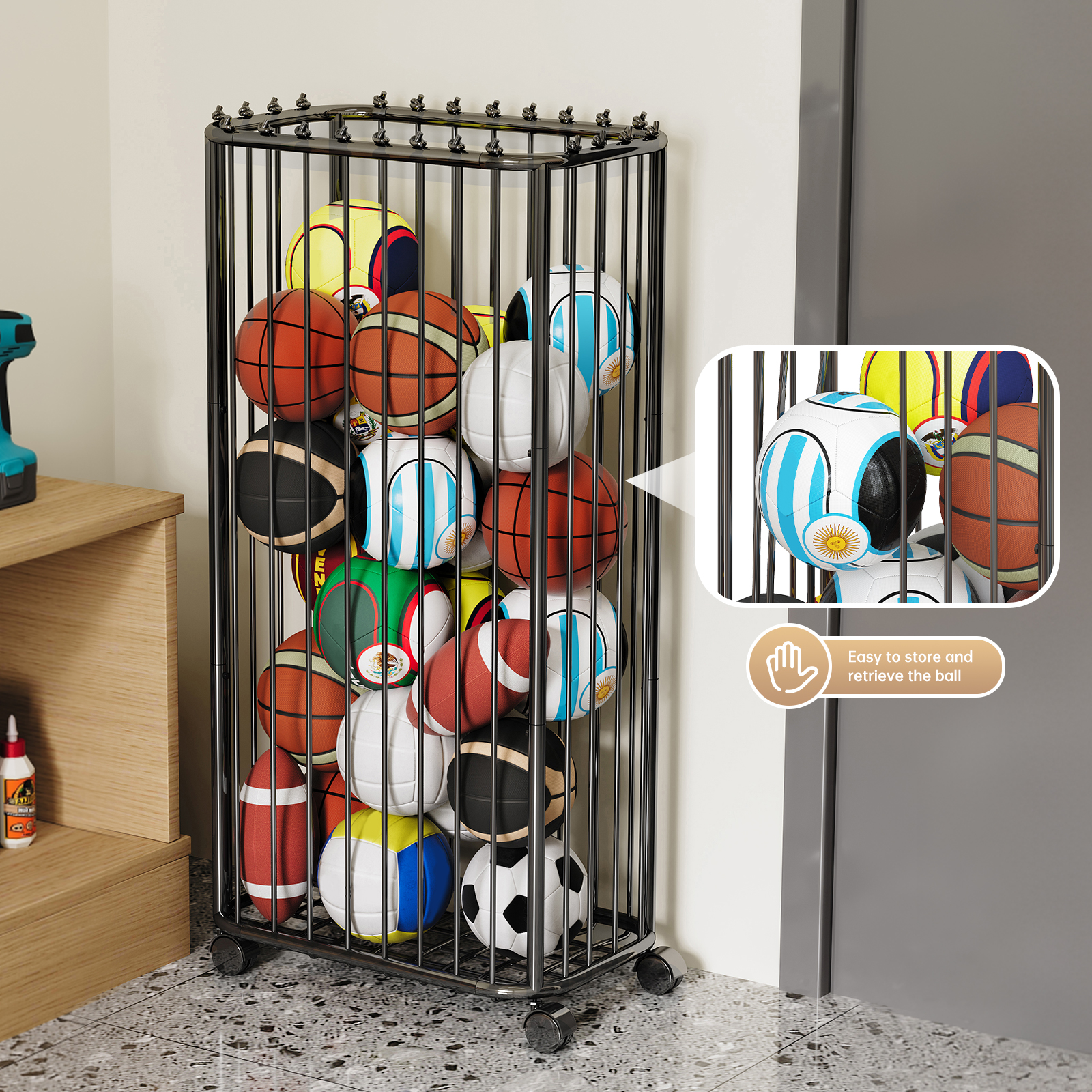 Basketball, Football, Tennis R – Sports Equipment Organizer Bewertung und Preis