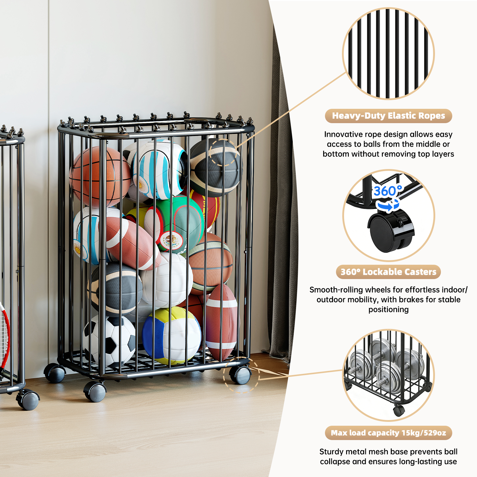 Basketball, Football, Tennis R – Sports Equipment Organizer Bewertung und Preis