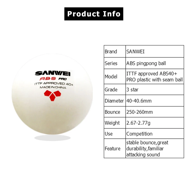 3Stars SANWEI ABS PRO 40+ Tabl – Ping Pong Ball Set Bewertung und Preis